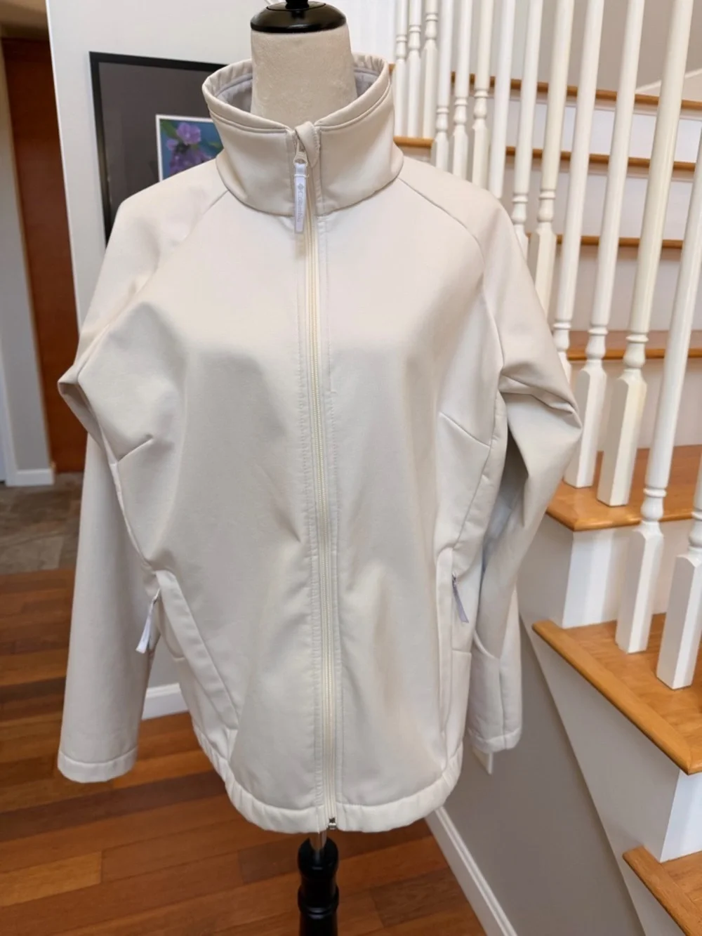 Columbia Women's XL Ivory Cream Full-Zip Softshell Jacket Lightweight Spring - Picture 1 of 9